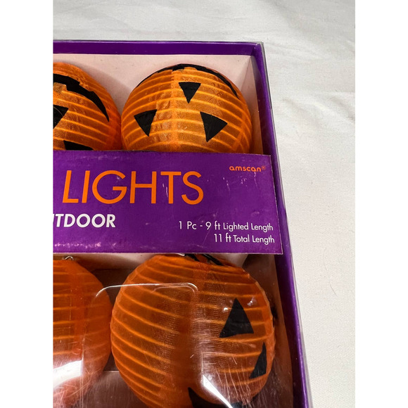 Pumpkin Indoor Outdoor Lights Jack O Lantern Halloween Fall Decor 9FT Lighted - Picture 3 of 4